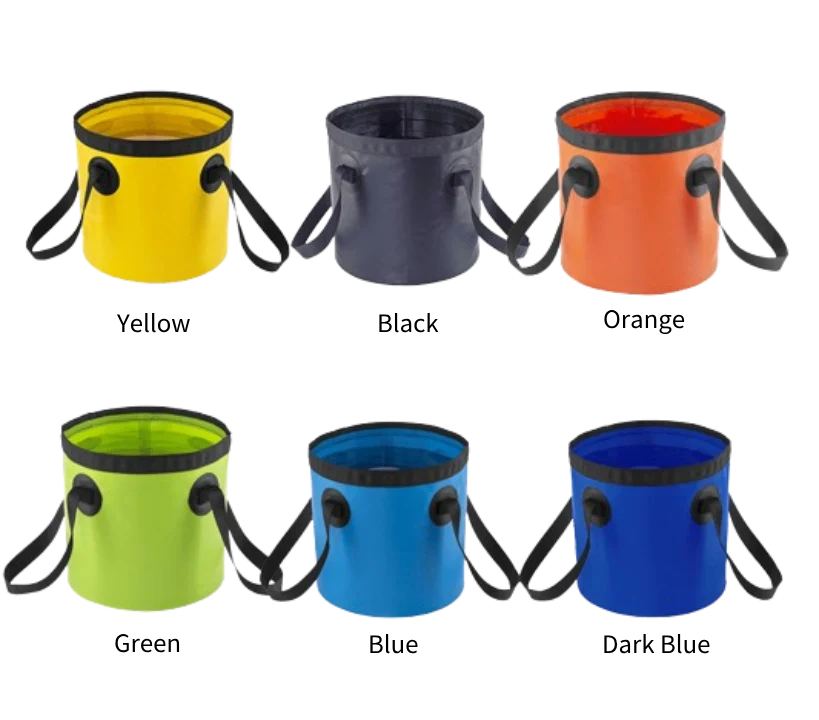 camping bucket, drfferent colors